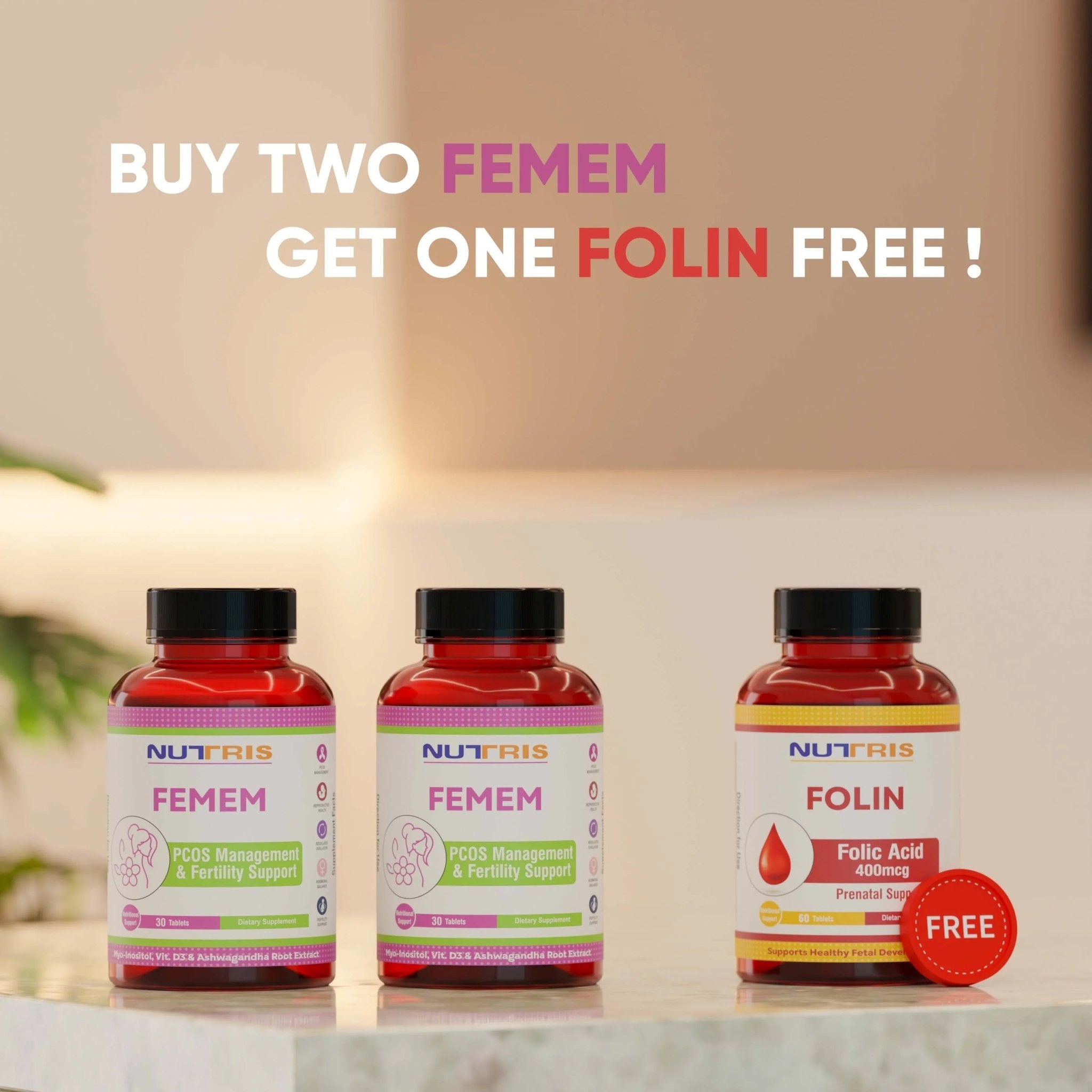 BUY 2 FEMEM & Get 1 FOLIN Free